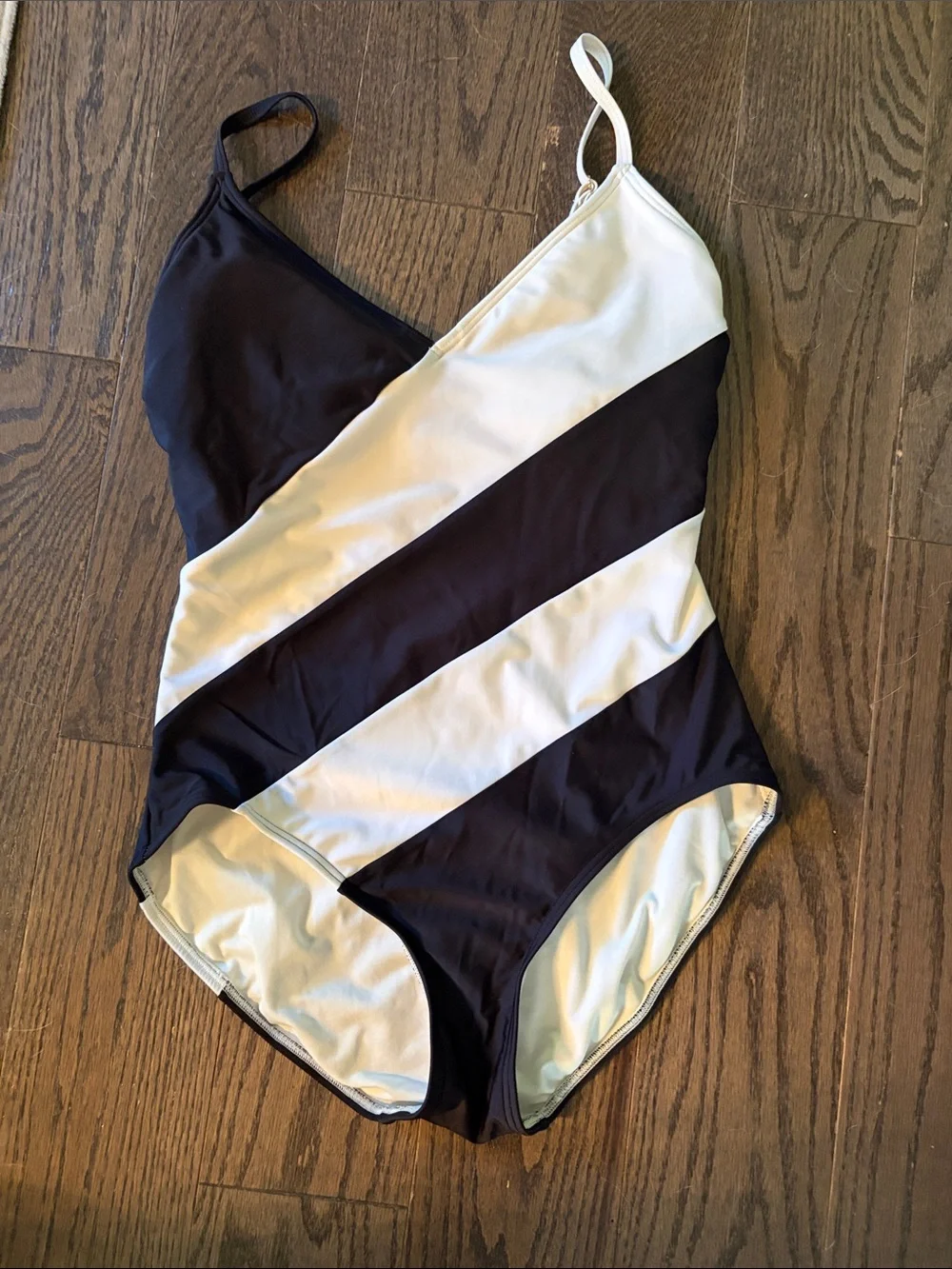 MICHAEL KORS striped Black & White One-Piece Swimsuit 12 NWOT